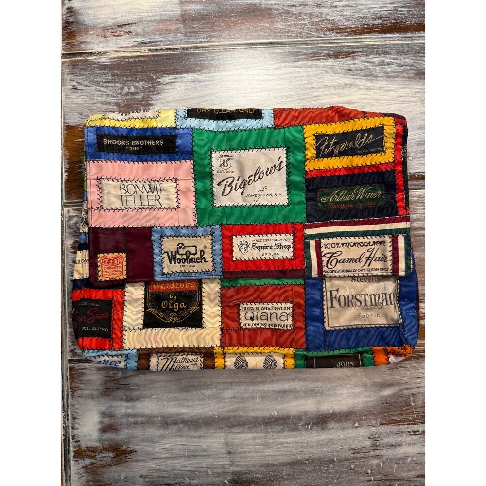 Vintage Label Patchwork Clutch Purse *See Description*